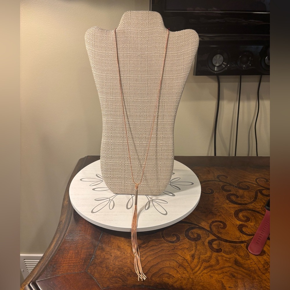 Charming Charlie Rose Gold Tassel Necklace